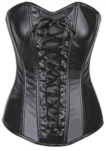 Load image into Gallery viewer, New Black Faux Leather Lace-Up Over Bust Corset - Corset Envy