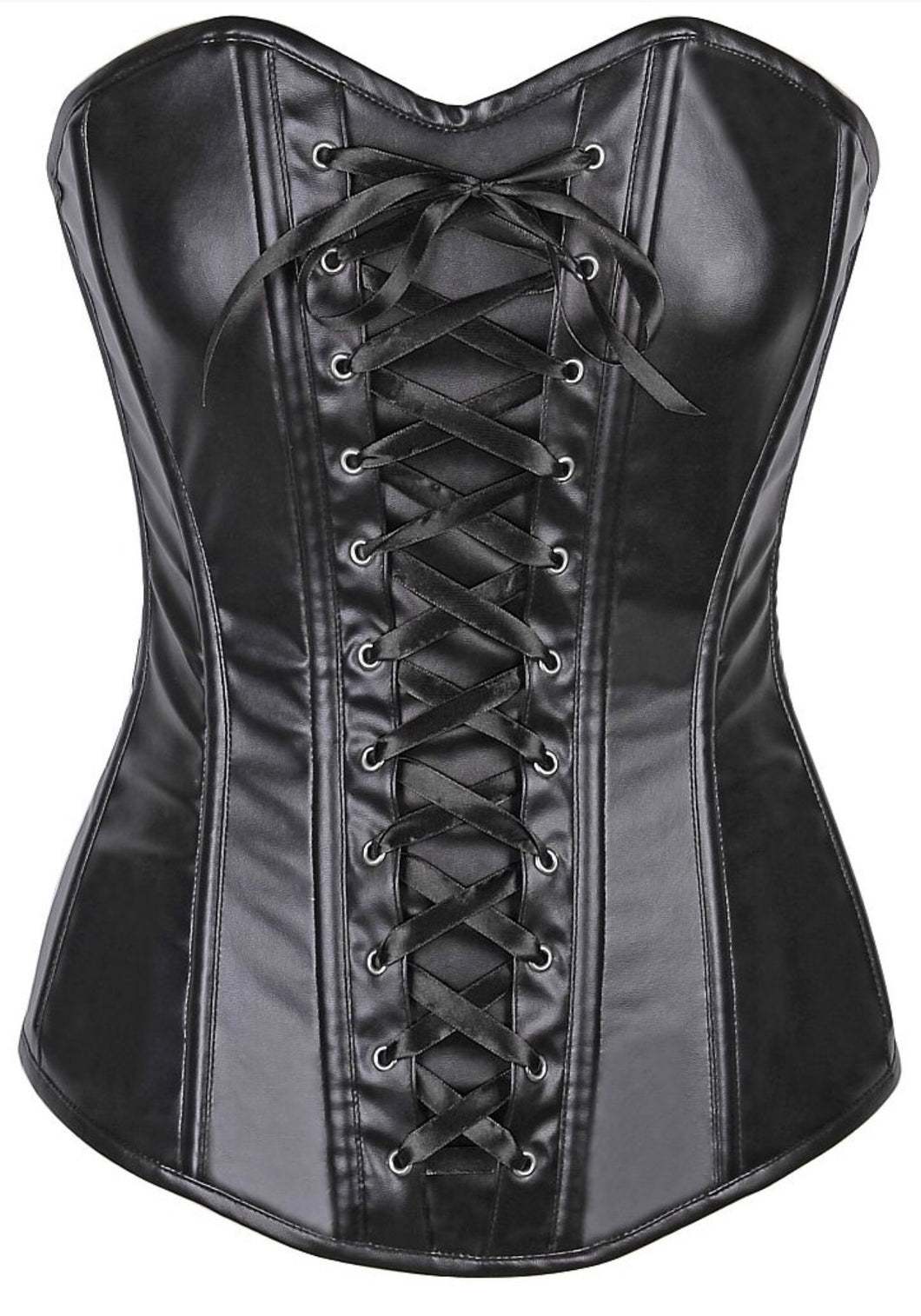 New Black Faux Leather Lace-Up Over Bust Corset - Corset Envy